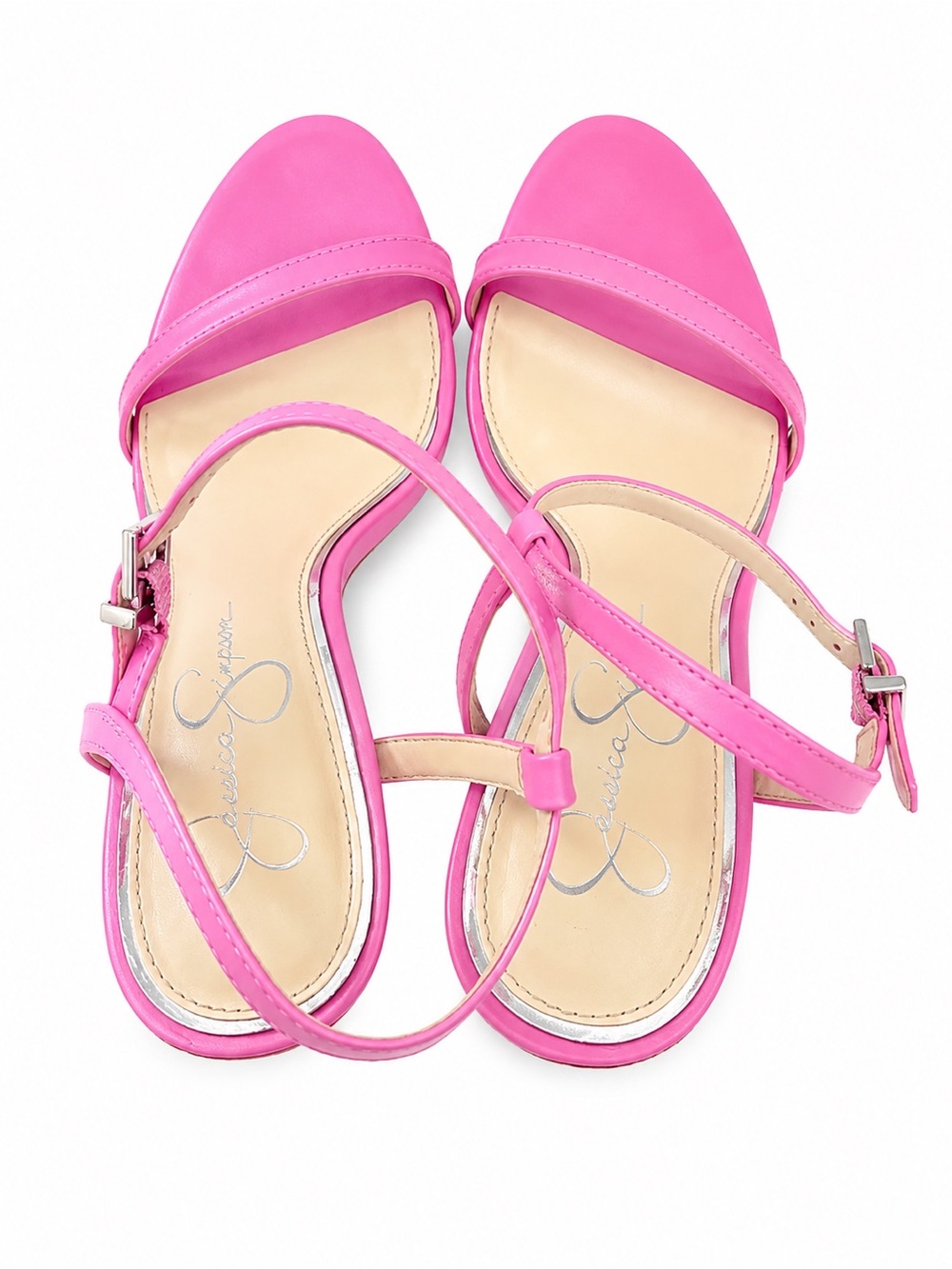 Jessica Simpson Pink Strappy High Heel Size 10 Sandals - Elegant Ankle Strap - Picture 5 of 8
